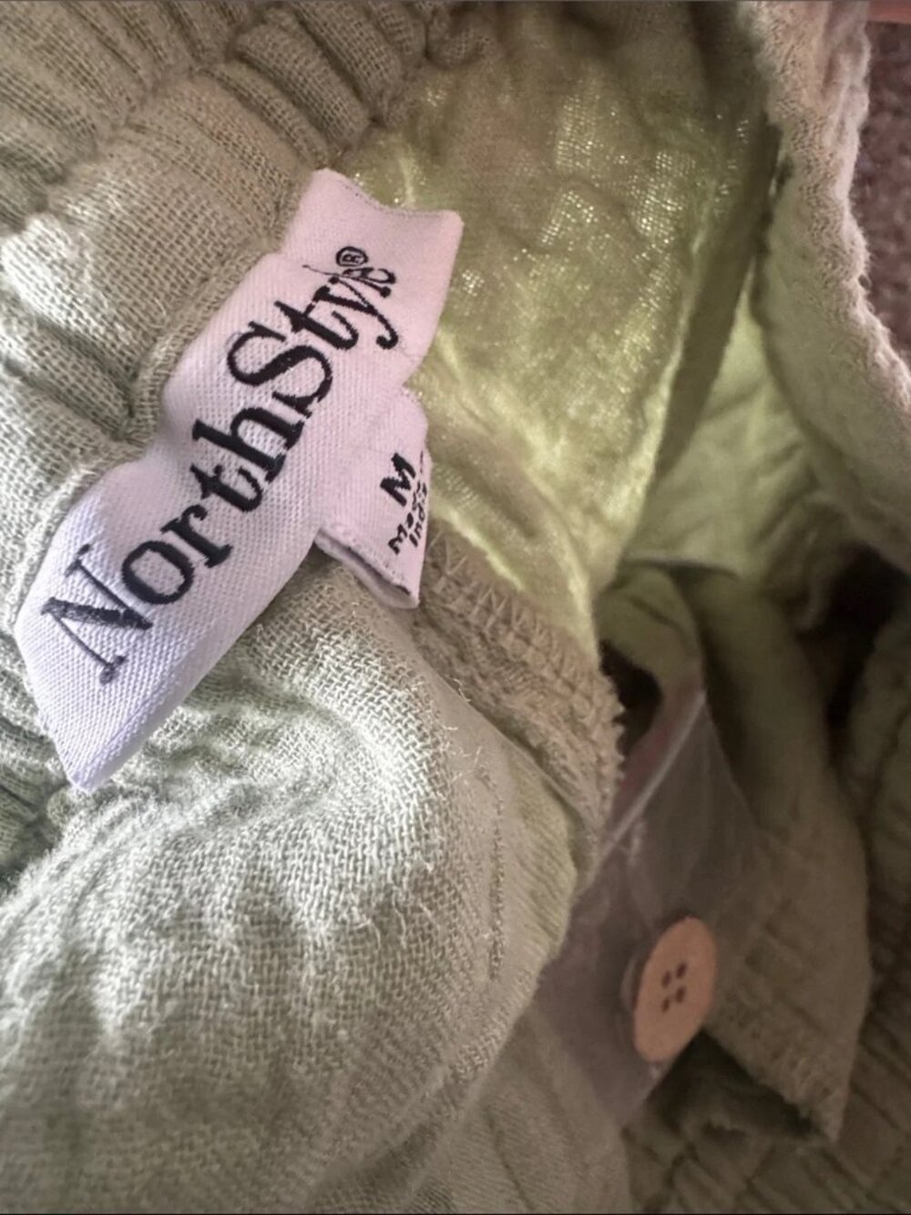 NORTHSTYLE - Gauze Double Cloth Casual Crop Pant - Green Sauge Size Medium - Picture 5 of 8
